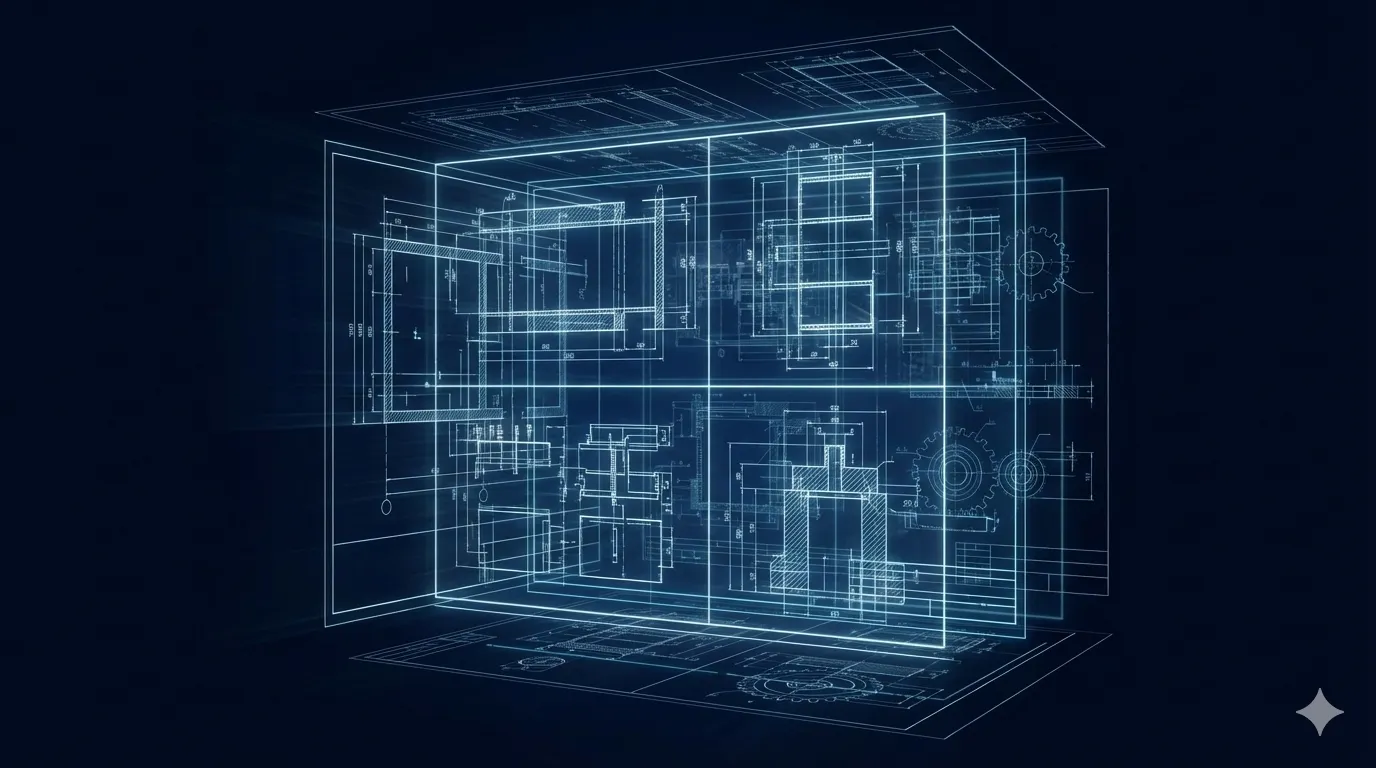 Architectural blueprint with holographic overlay representing systematic organic growth engineering